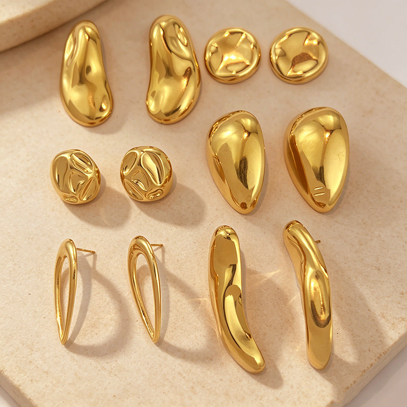 Minimalist Teardrop-shaped Titanium Steel Stud Earrings