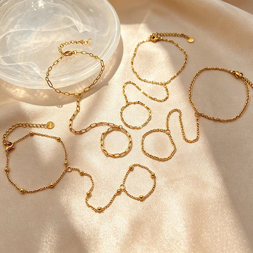 Stainless Steel Chain Linked Finger Bracelet for Chic Style