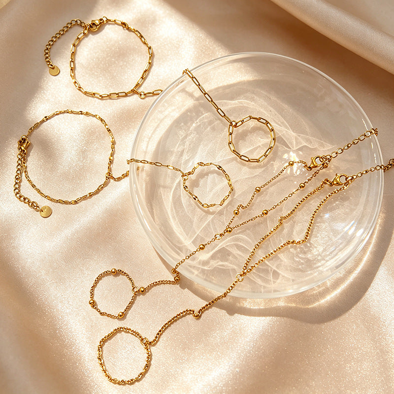 Stainless Steel Chain Linked Finger Bracelet for Chic Style