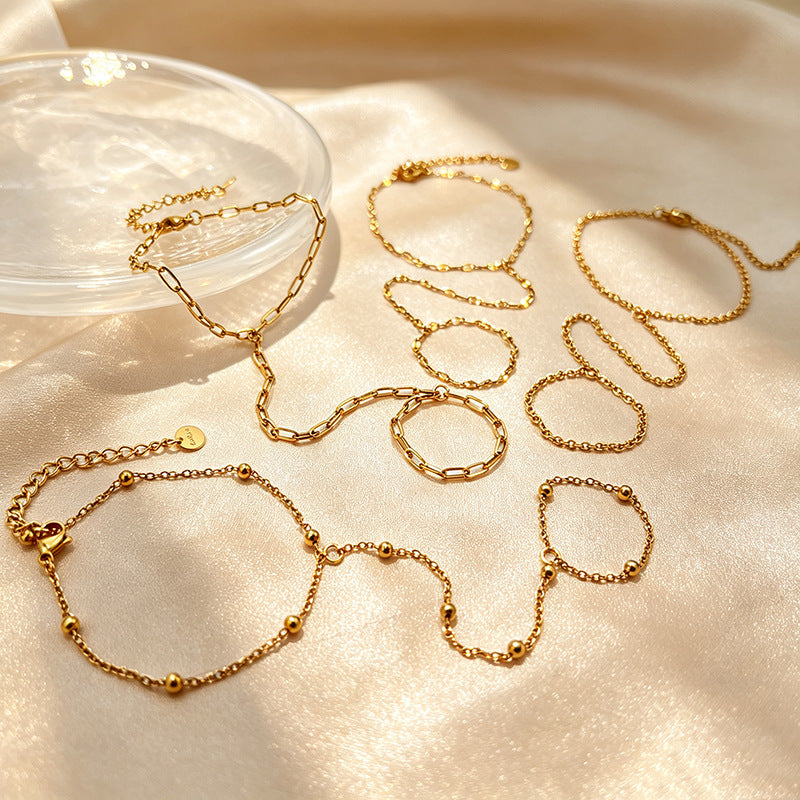 Stainless Steel Chain Linked Finger Bracelet for Chic Style