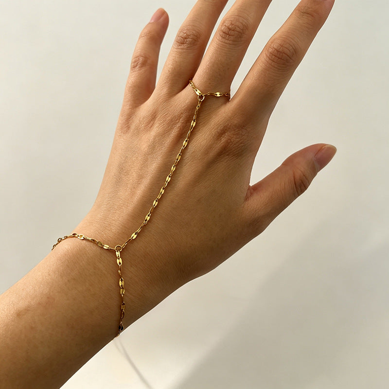 Stainless Steel Chain Linked Finger Bracelet for Chic Style