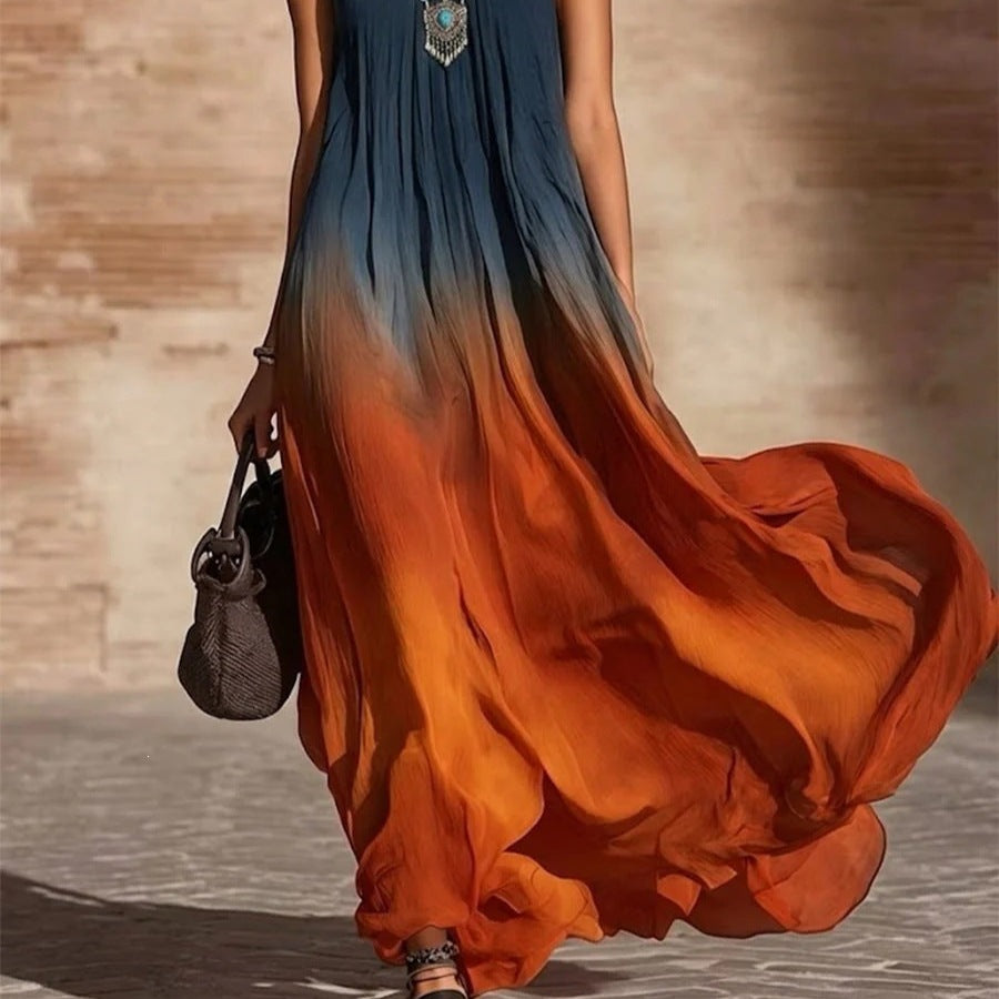 Gradient Color Maxi Skirt for Women - Stylish & Comfortable