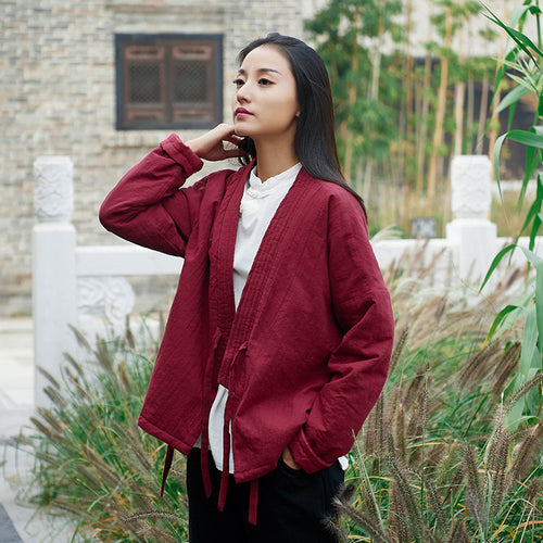 Vintage-inspired Modernized Tang Suit Hanfu Short Cotton Coat