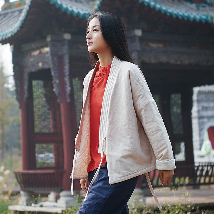 Vintage-inspired Modernized Tang Suit Hanfu Short Cotton Coat