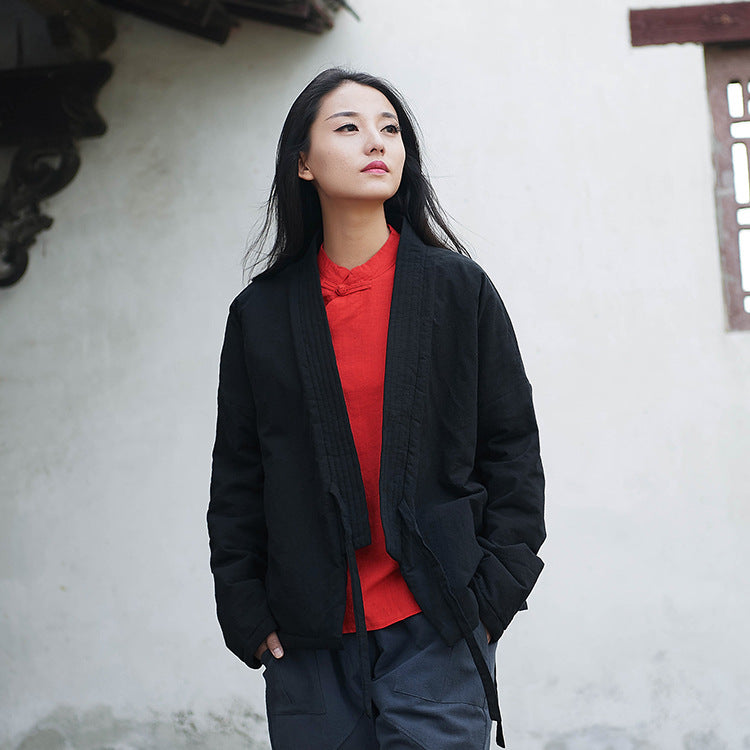 Vintage-inspired Modernized Tang Suit Hanfu Short Cotton Coat