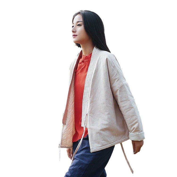 Vintage-inspired Modernized Tang Suit Hanfu Short Cotton Coat
