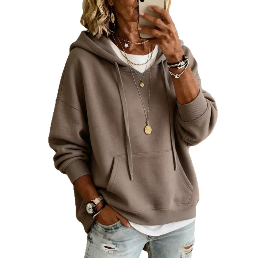 Womens Casual Loose-fitting Hoodie with Pockets