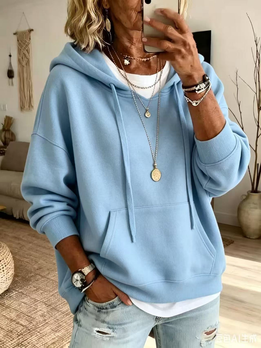 Womens Casual Loose-fitting Hoodie with Pockets