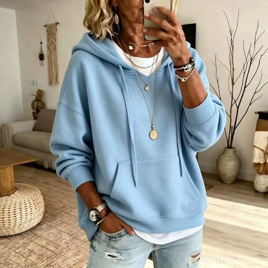 Womens Casual Loose-fitting Hoodie with Pockets