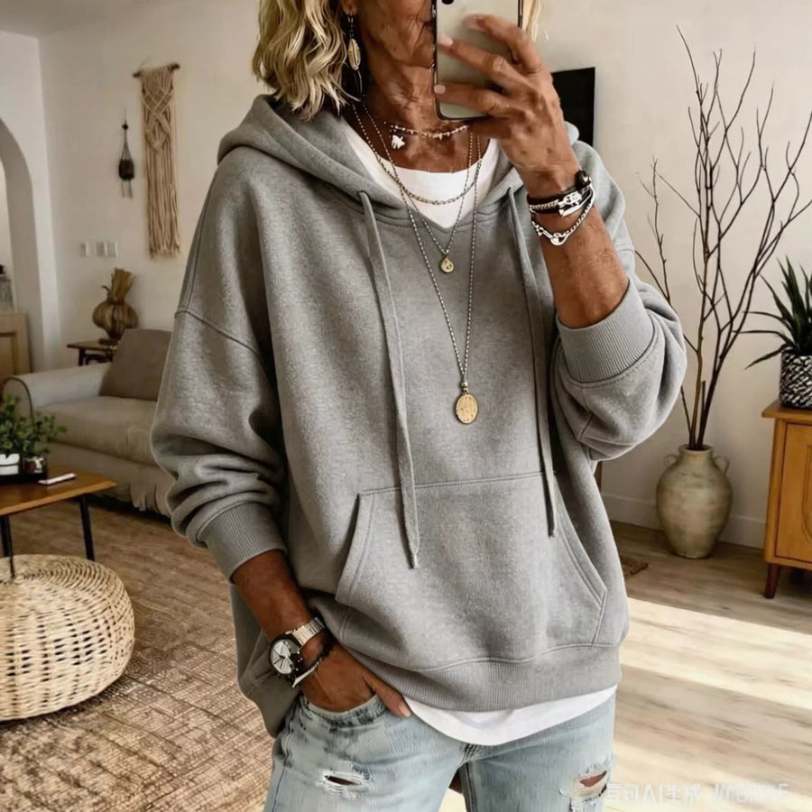 Womens Casual Loose-fitting Hoodie with Pockets