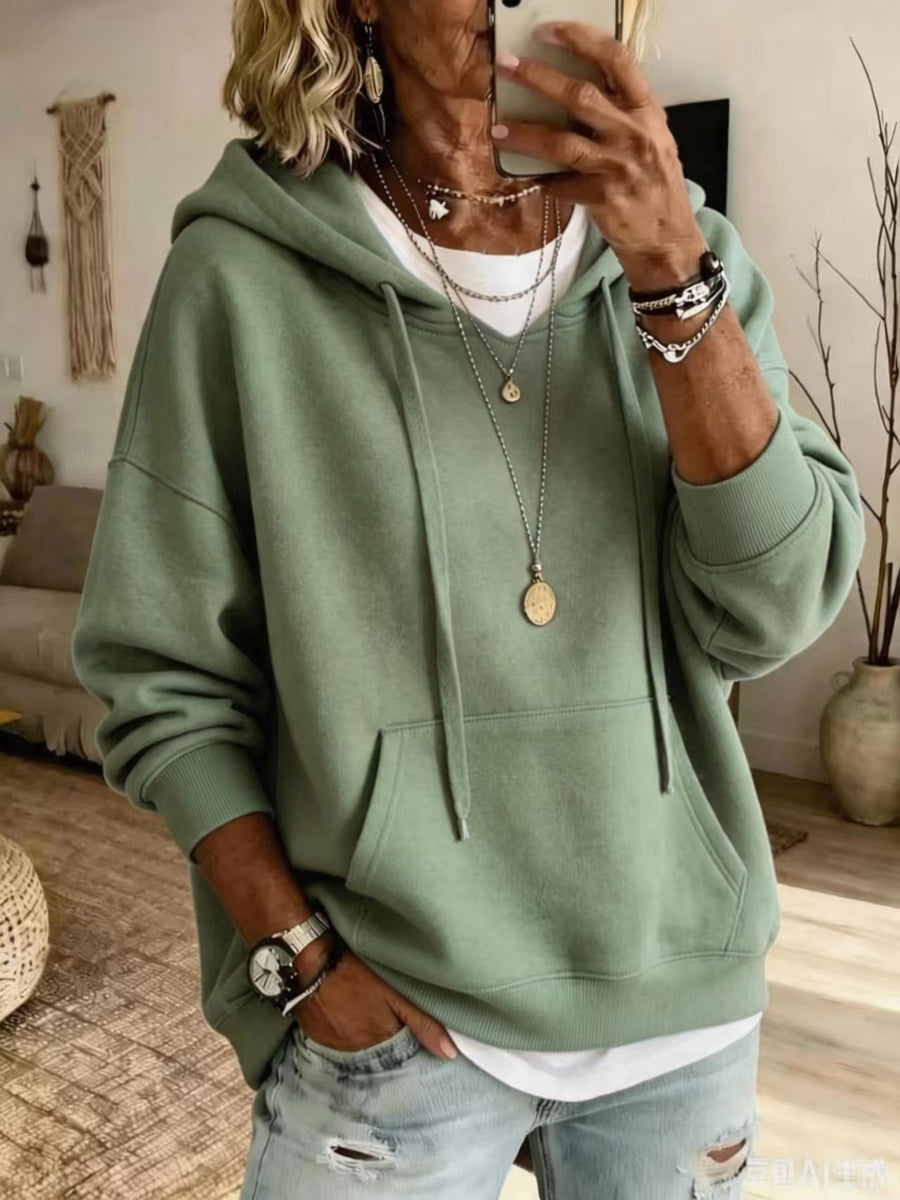 Womens Casual Loose-fitting Hoodie with Pockets