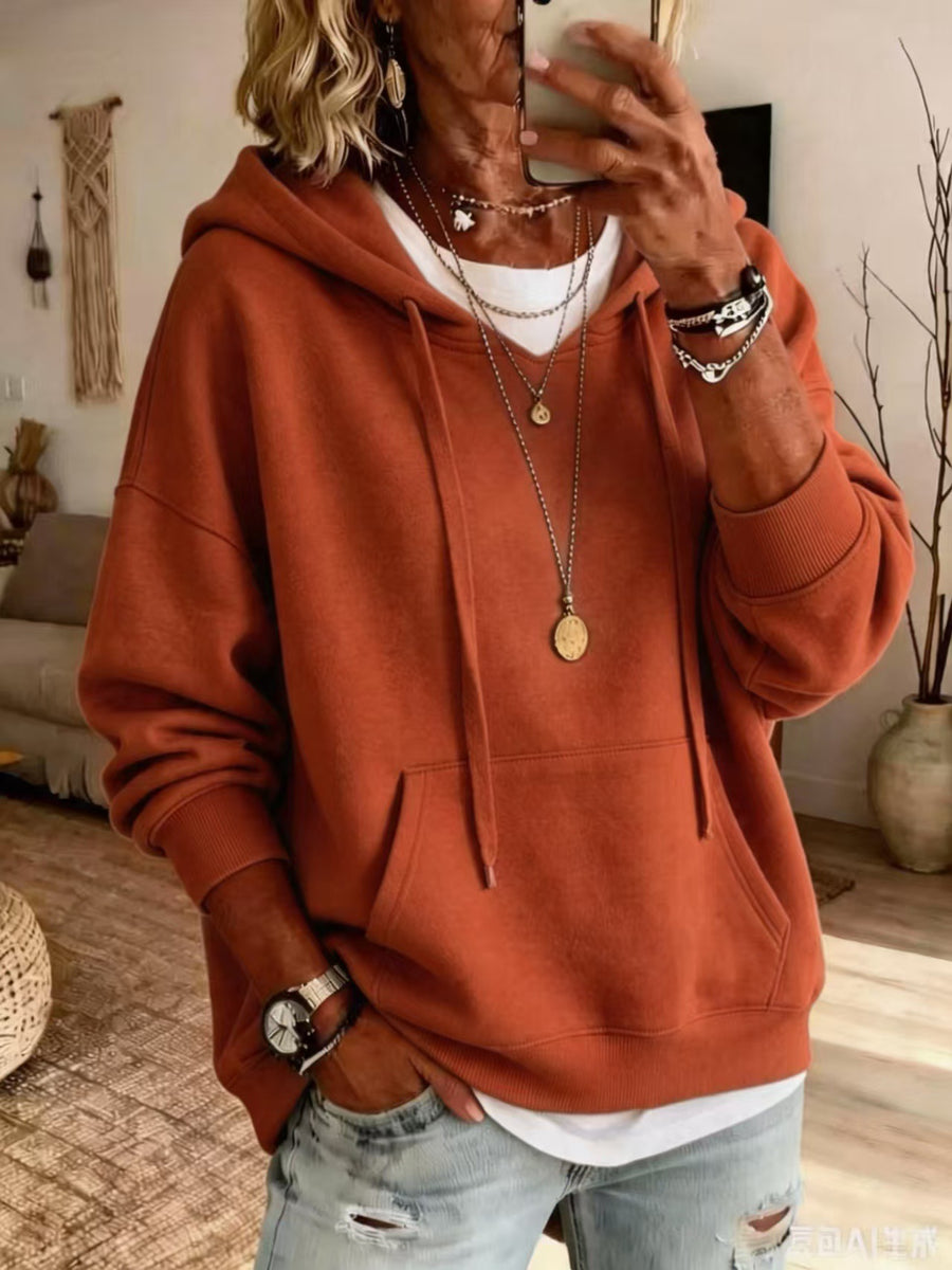 Womens Casual Loose-fitting Hoodie with Pockets