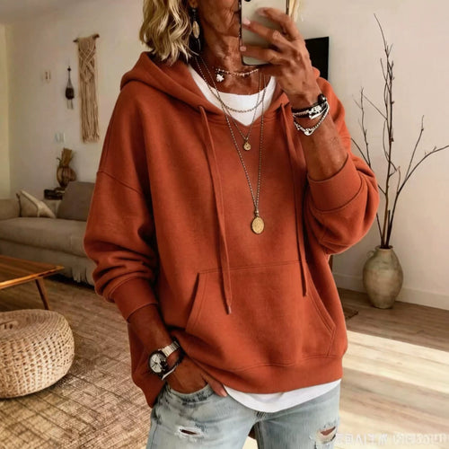 Womens Casual Loose-fitting Hoodie with Pockets