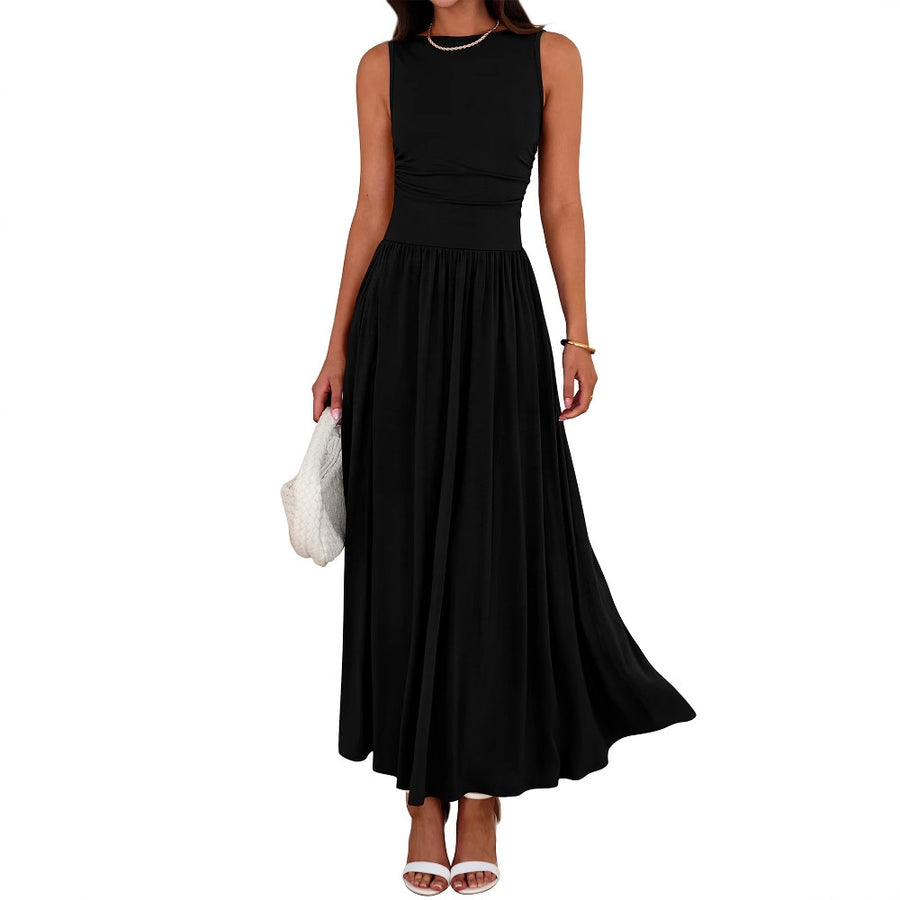Folding Pocket Maxi Dress Long Skirt for Women