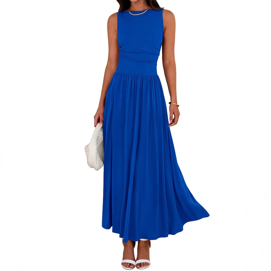 Folding Pocket Maxi Dress Long Skirt for Women