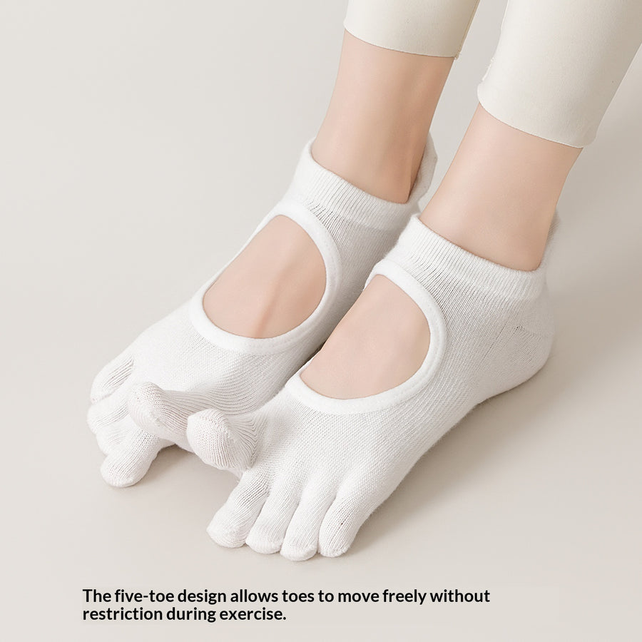 SpringSummer Women's Toe Yoga Socks with Cutout Heels