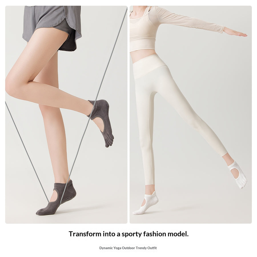 SpringSummer Women's Toe Yoga Socks with Cutout Heels