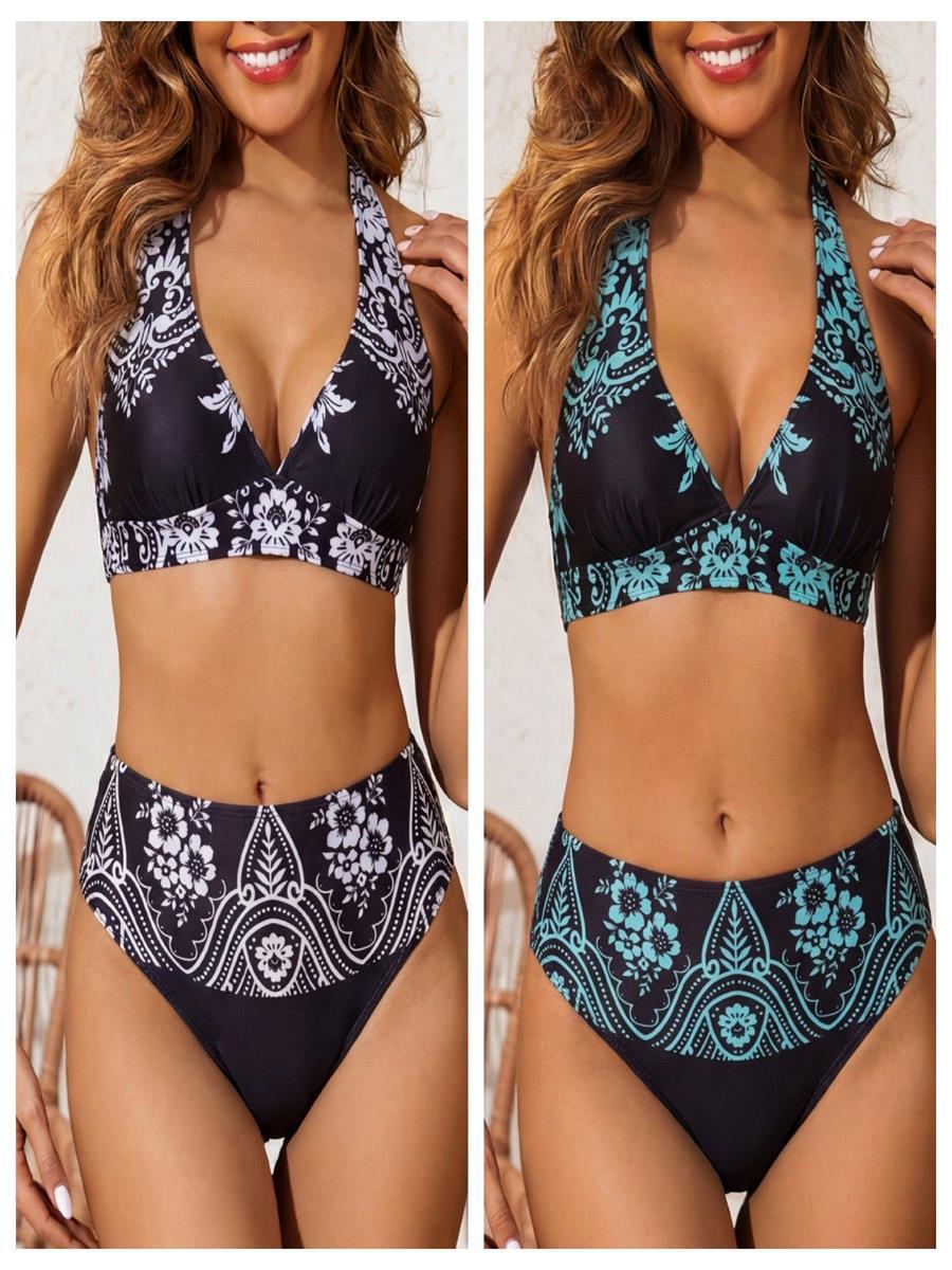 Women's Two-Piece Swimsuit with Ethnic Print Bikini Set