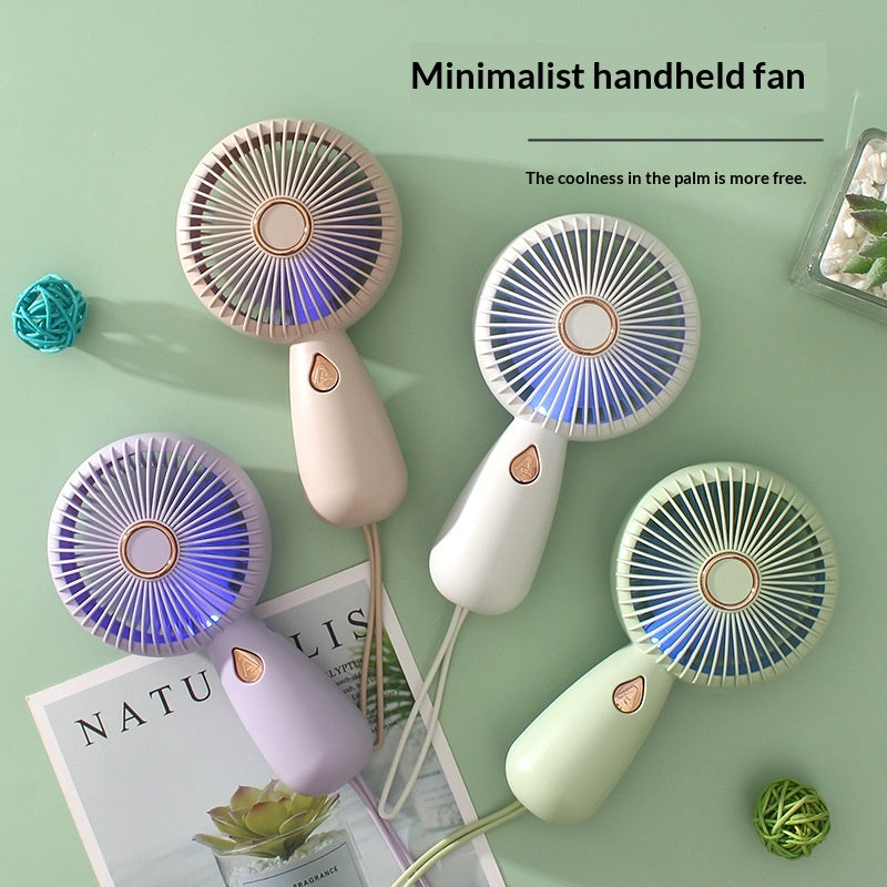USB-Charged Mini Handheld Fan with LED - Perfect for Summer