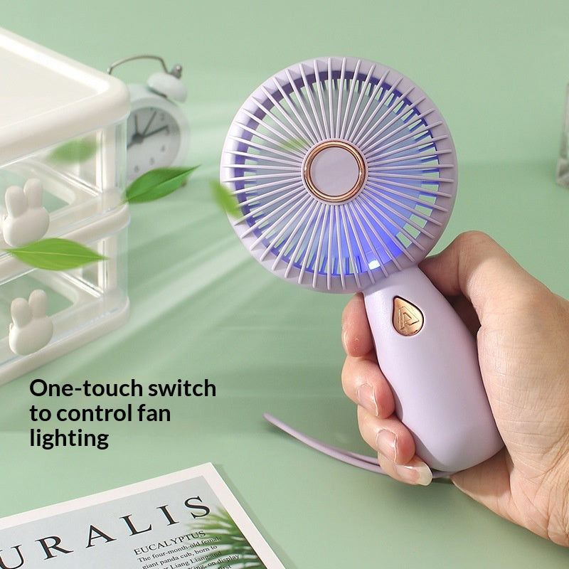 USB-Charged Mini Handheld Fan with LED - Perfect for Summer