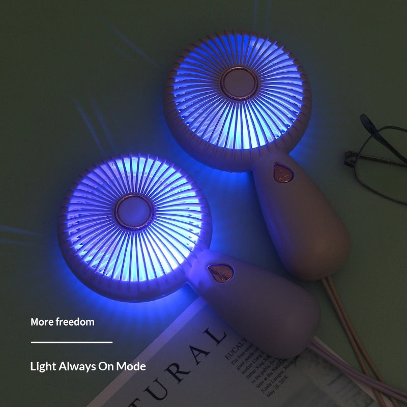 USB-Charged Mini Handheld Fan with LED - Perfect for Summer