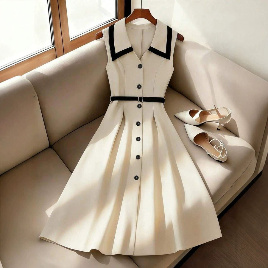 Color-block French-chic Sleeveless Maxi Dress for Women