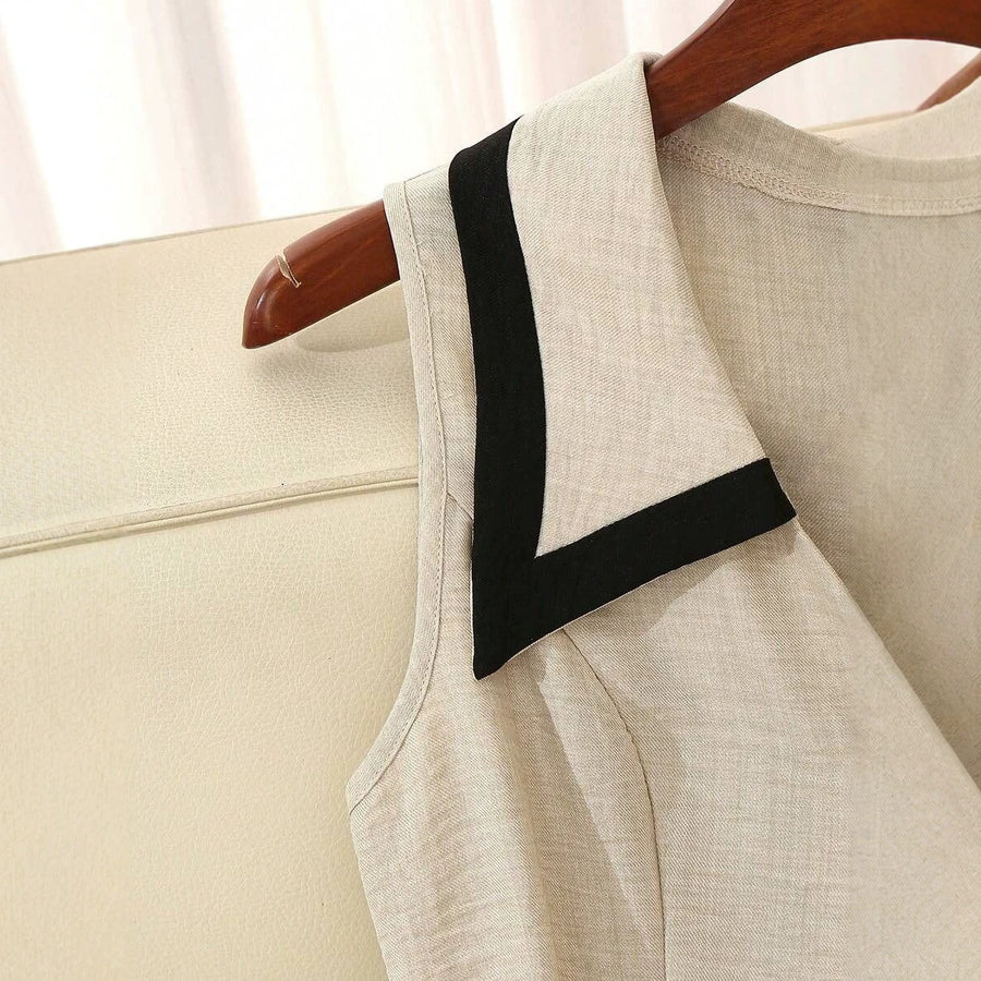 Color-block French-chic Sleeveless Maxi Dress for Women