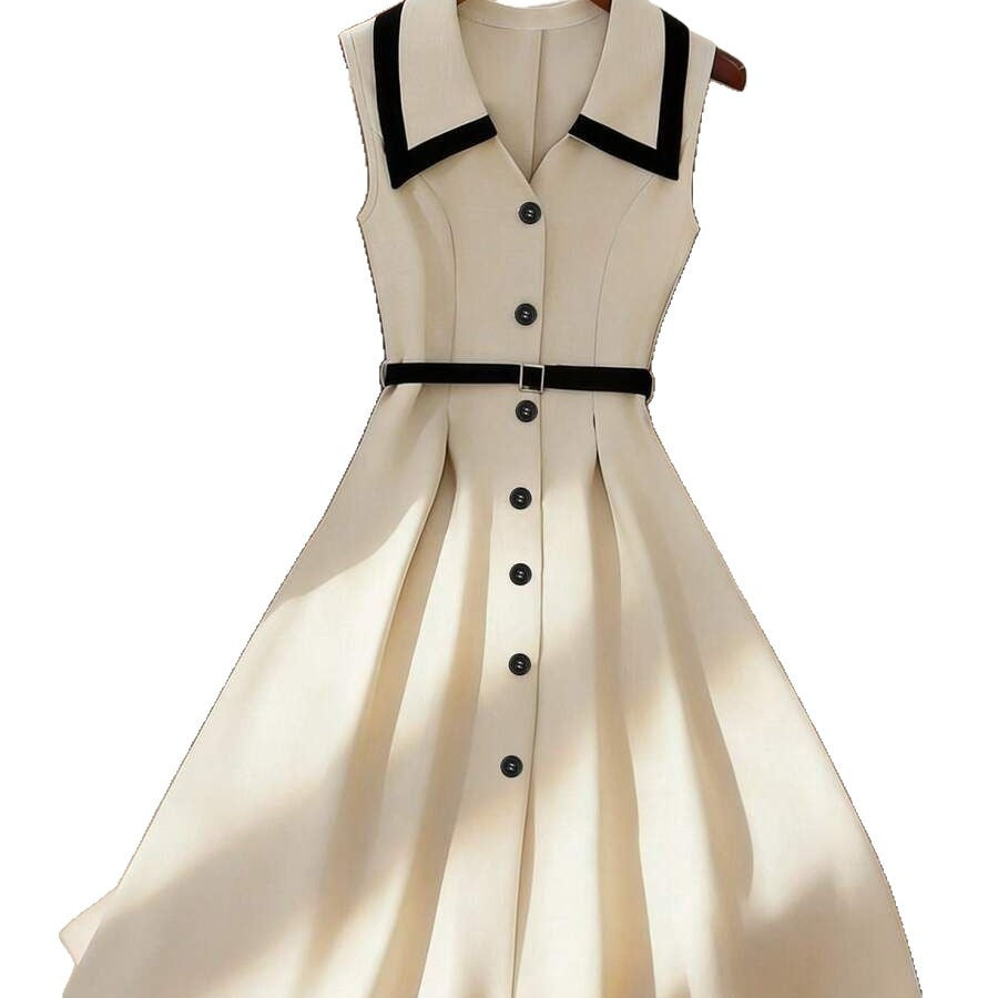 Color-block French-chic Sleeveless Maxi Dress for Women