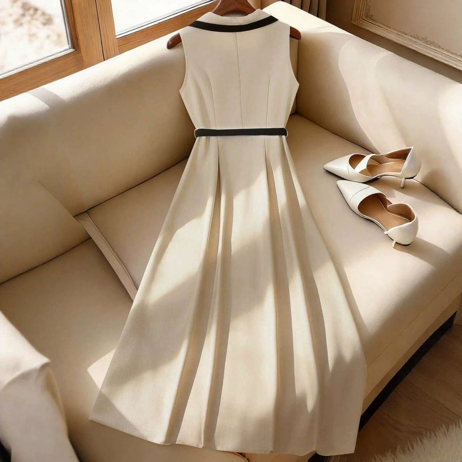 Color-block French-chic Sleeveless Maxi Dress for Women