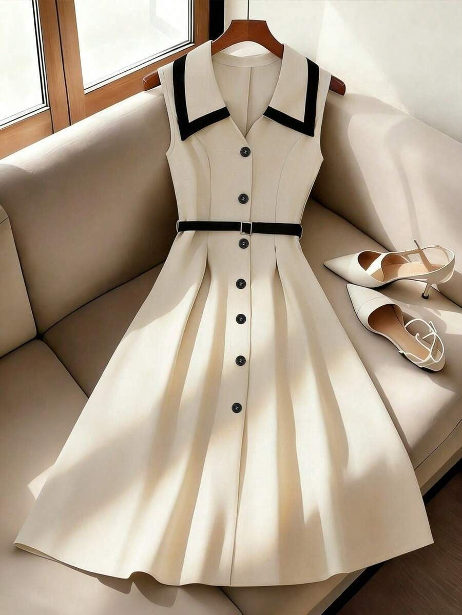 Color-block French-chic Sleeveless Maxi Dress for Women