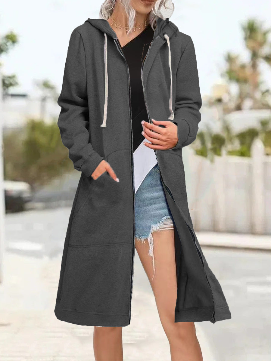 Trendy Loose Multicolor Coat Zipper Cardigan Hoody