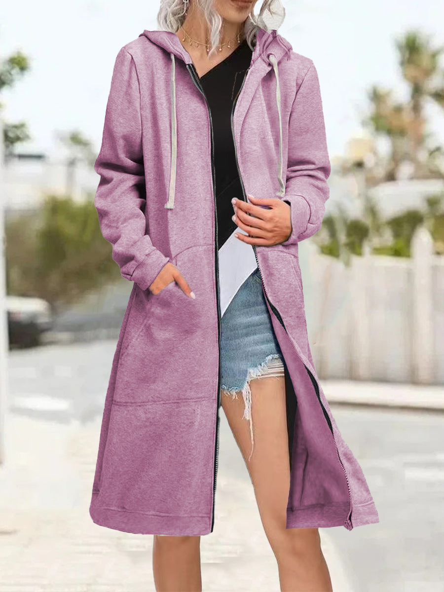 Trendy Loose Multicolor Coat Zipper Cardigan Hoody