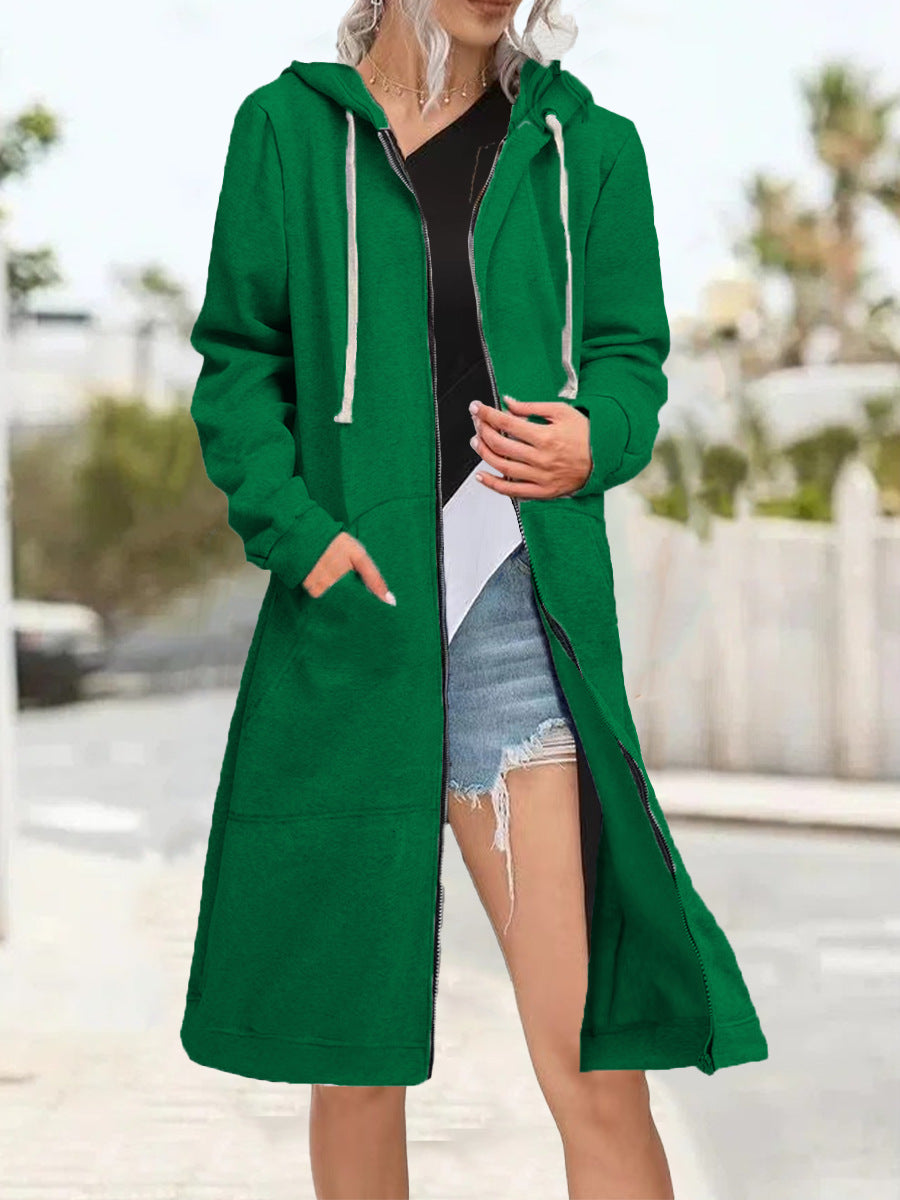 Trendy Loose Multicolor Coat Zipper Cardigan Hoody