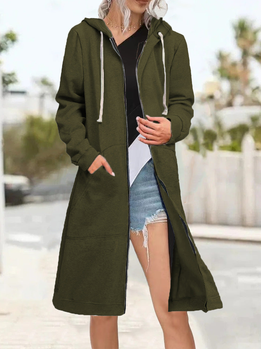 Trendy Loose Multicolor Coat Zipper Cardigan Hoody