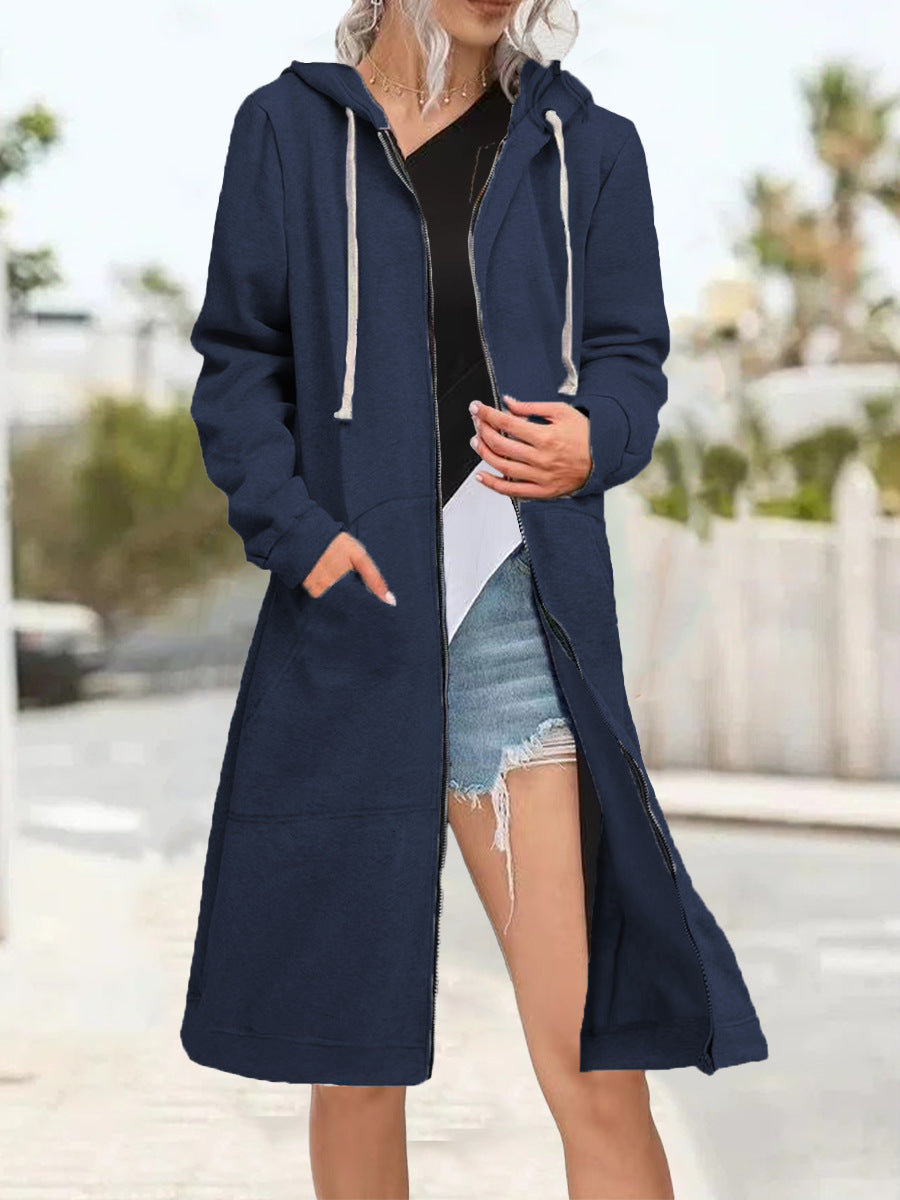 Trendy Loose Multicolor Coat Zipper Cardigan Hoody