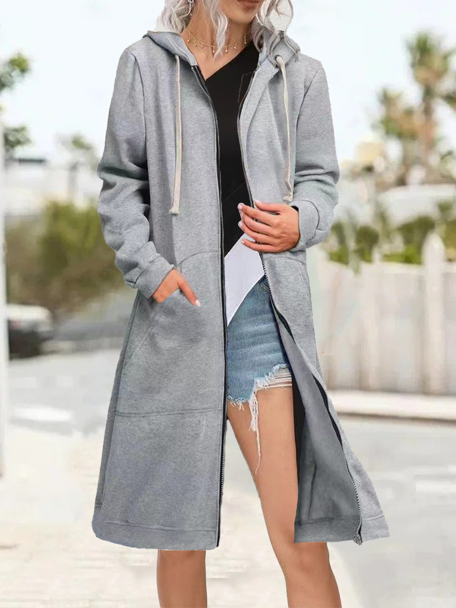 Trendy Loose Multicolor Coat Zipper Cardigan Hoody