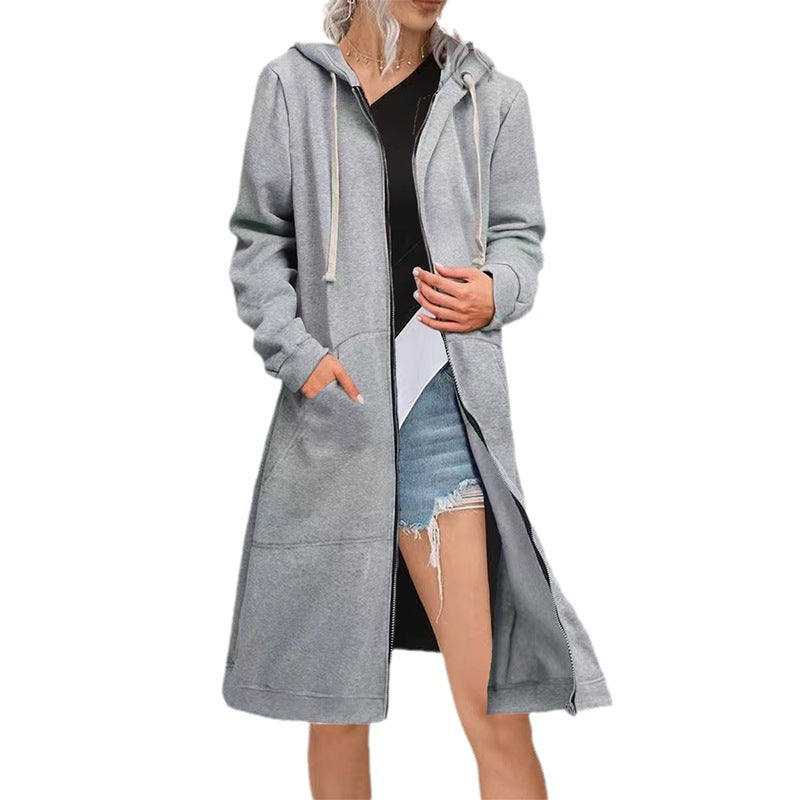 Trendy Loose Multicolor Coat Zipper Cardigan Hoody