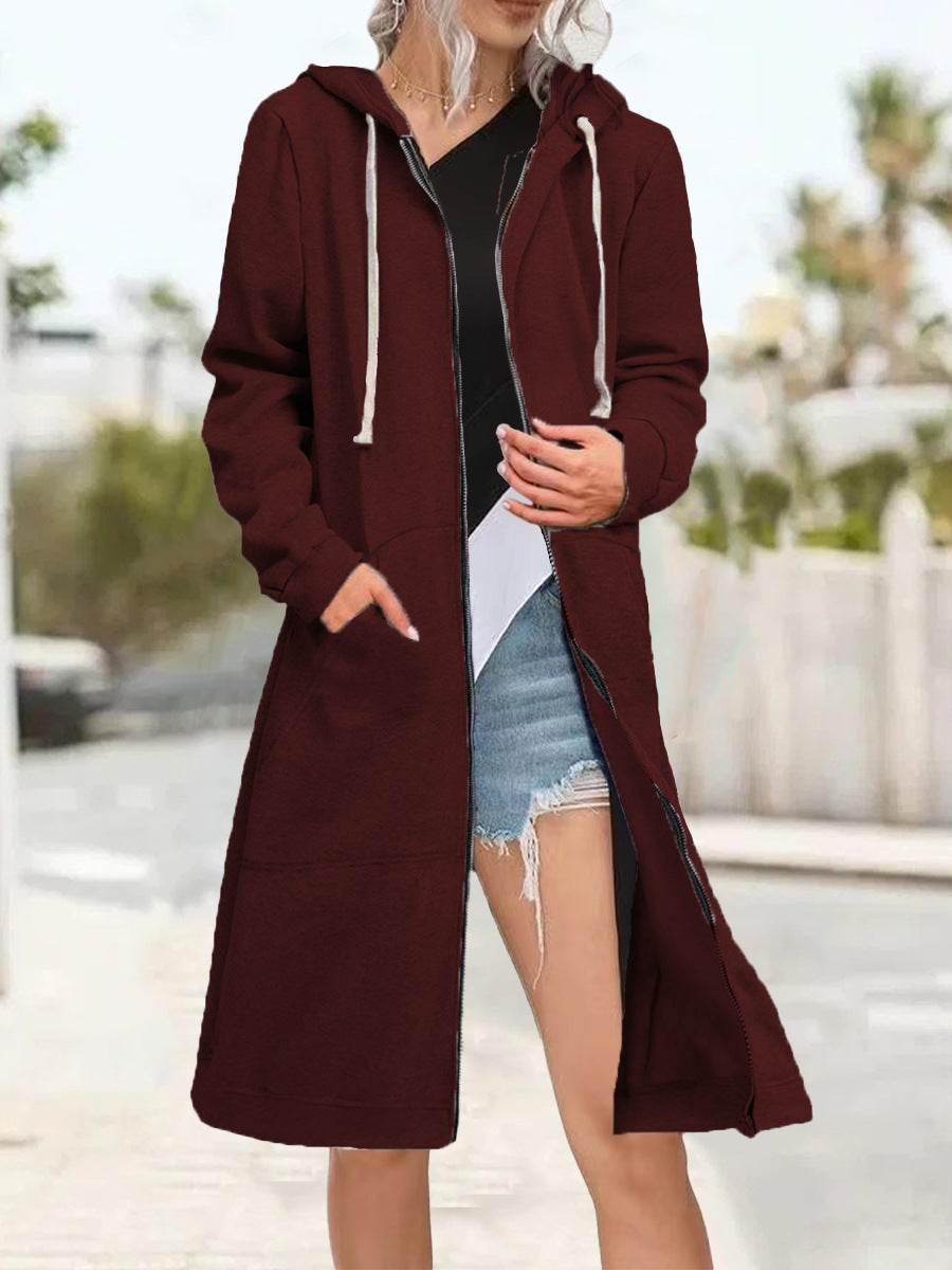 Trendy Loose Multicolor Coat Zipper Cardigan Hoody