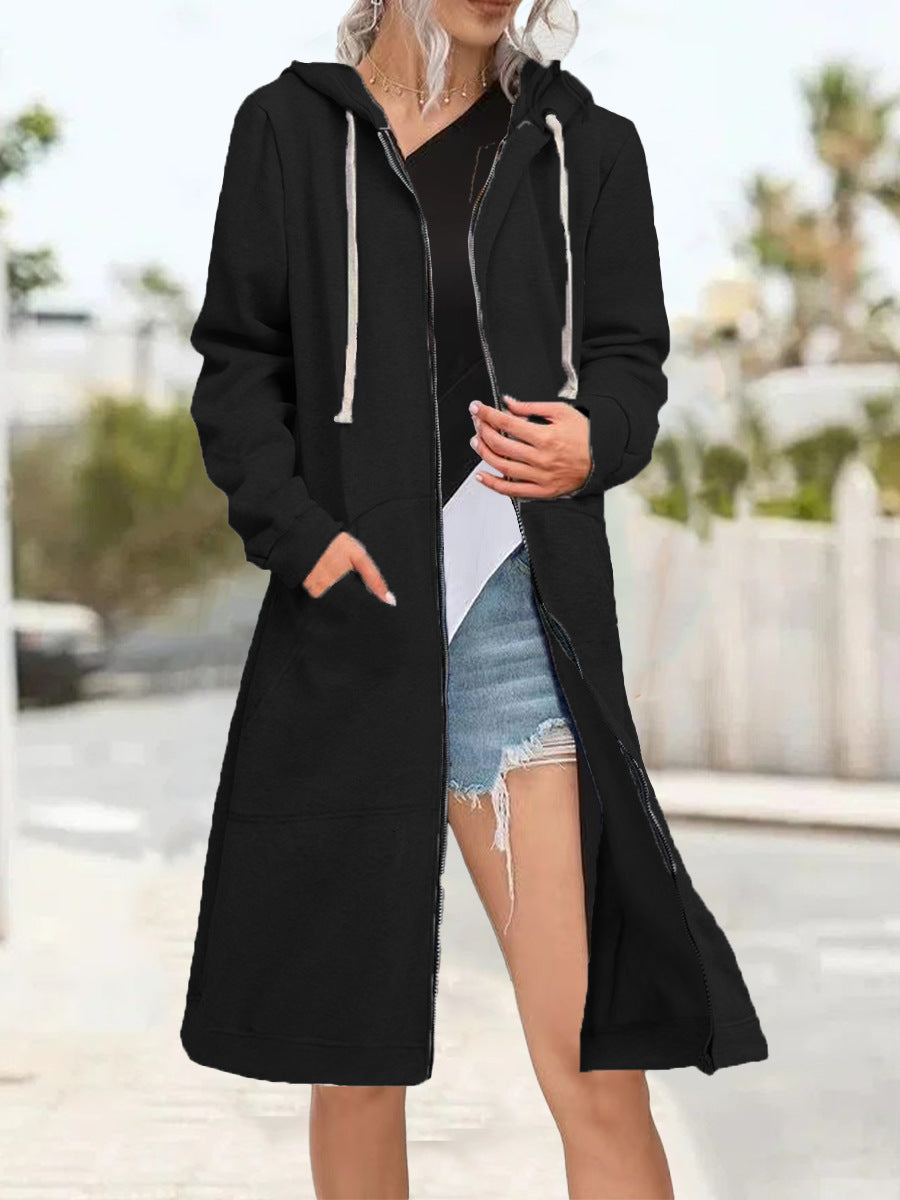 Trendy Loose Multicolor Coat Zipper Cardigan Hoody
