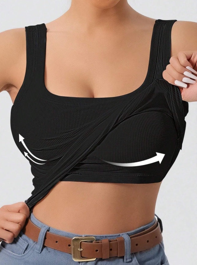 Womens One-Piece Underwear Vest With Built-In Pads