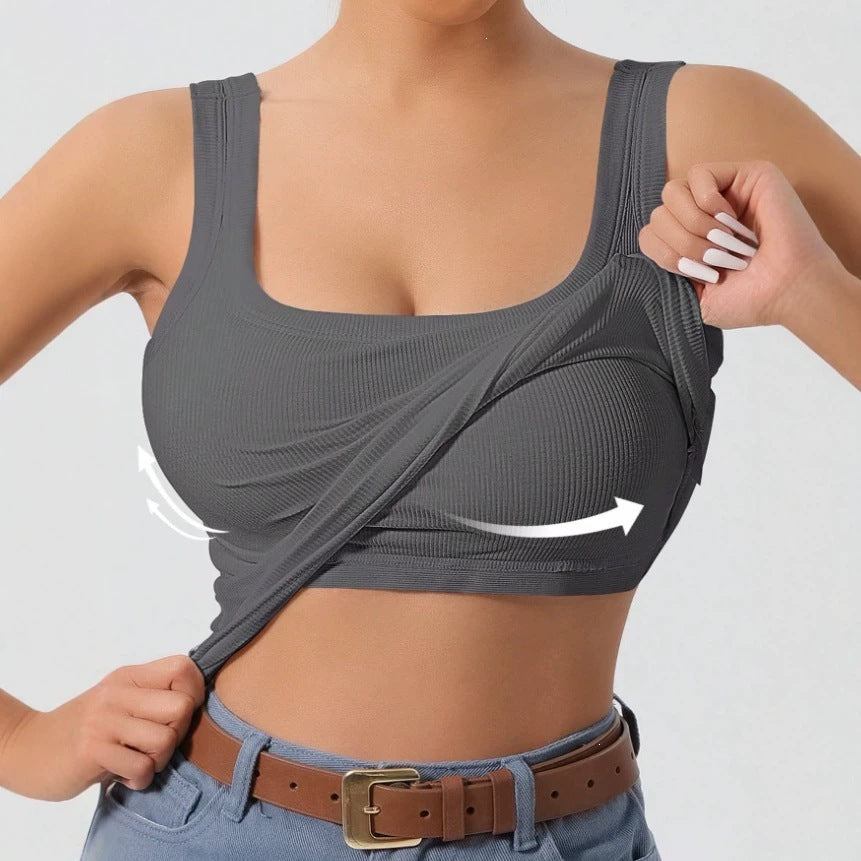 Womens One-Piece Underwear Vest With Built-In Pads