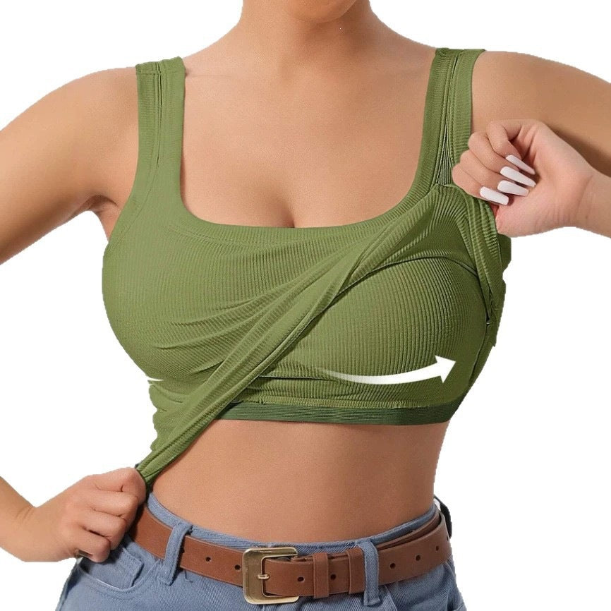 Womens One-Piece Underwear Vest With Built-In Pads