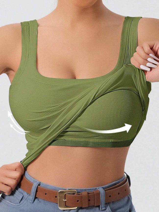 Womens One-Piece Underwear Vest With Built-In Pads