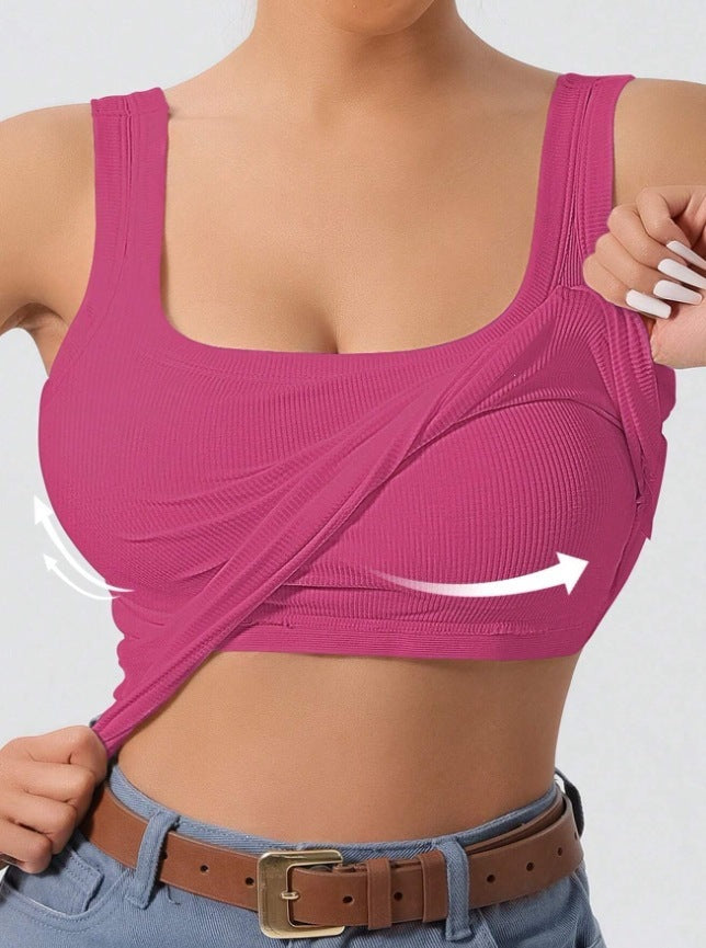 Womens One-Piece Underwear Vest With Built-In Pads