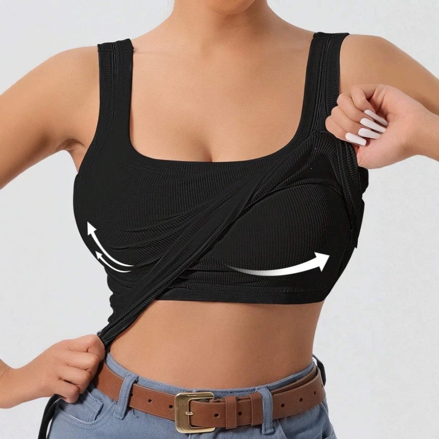 Womens One-Piece Underwear Vest With Built-In Pads