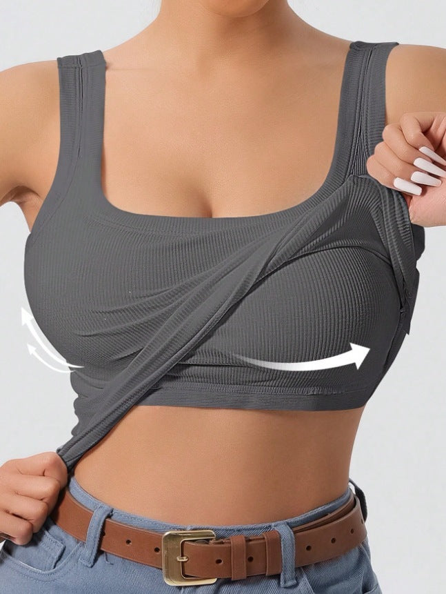 Womens One-Piece Underwear Vest With Built-In Pads