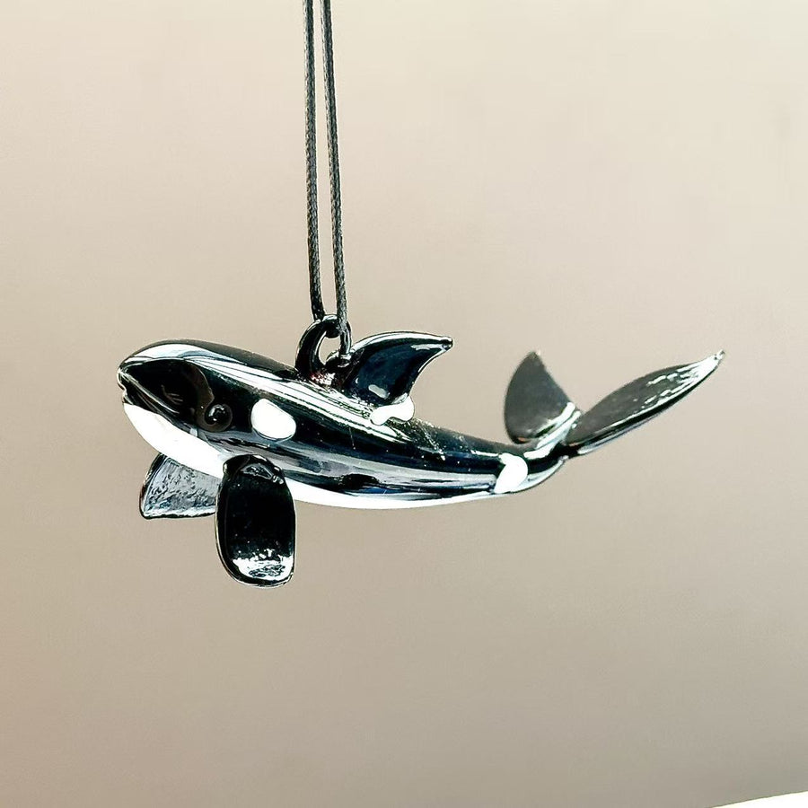 Small Orca-shaped Glass Pendant Necklace - Unique Keychain