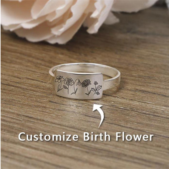 Birth Moon Flower Language Retro Simple Ring