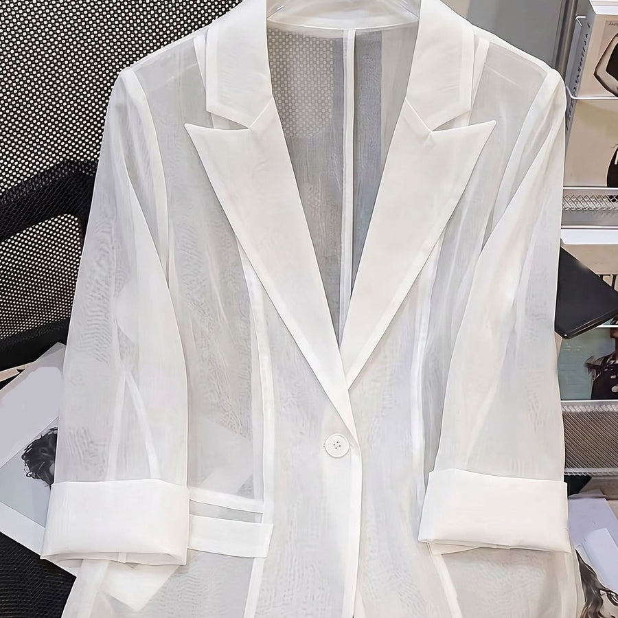 Soft Wind White Sheer Suit Jacket for Effortless Style