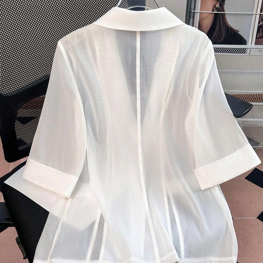 Soft Wind White Sheer Suit Jacket for Effortless Style